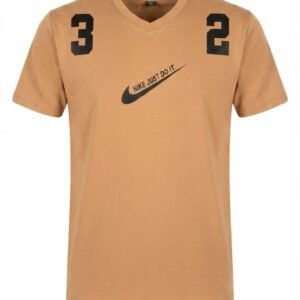 Nike Varsity Graphic V-Neck Tee in Desert Tan