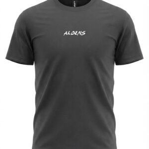 ALDENS Script Logo Tee in Charcoal Black